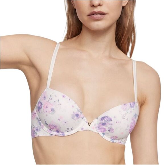Victoria’s Secret lined Demi floral, print T-shirt bra, size 32B - Picture 1 of 7